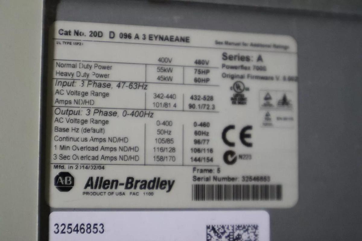 NEW 2014 POWERFLEX 700S 20DD096A3EYNAEANE 75 HP 480 VAC INPUT SERIES A STOC 1963