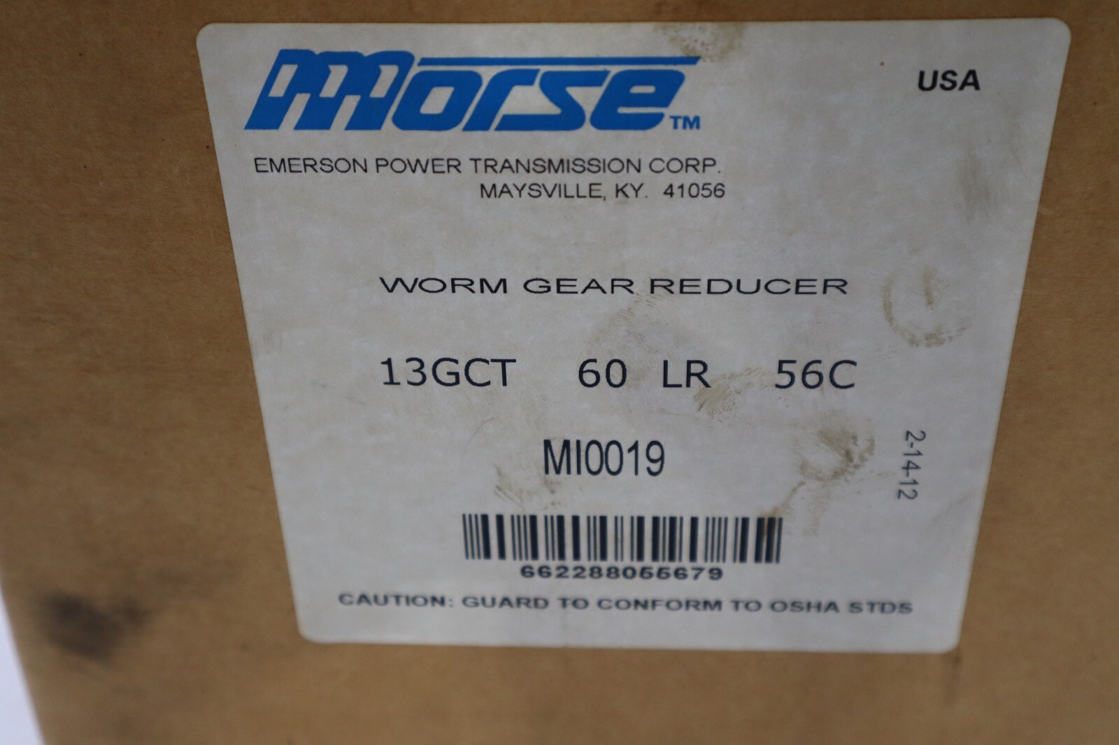 MORSE 13GCT60LR56C MI0019 WORM GEAR REDUCER NEW STOCK 2098-A