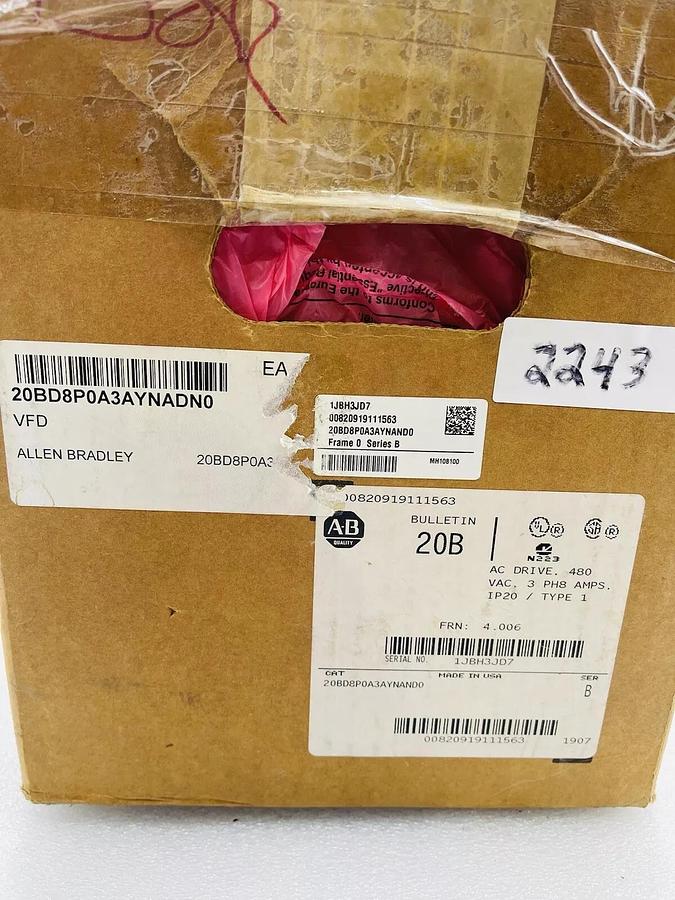 Allen Bradley PowerFlex 700 AC Drive 5HP 20BD8P0A3AYNAND0 SERIE B STOCK 2243