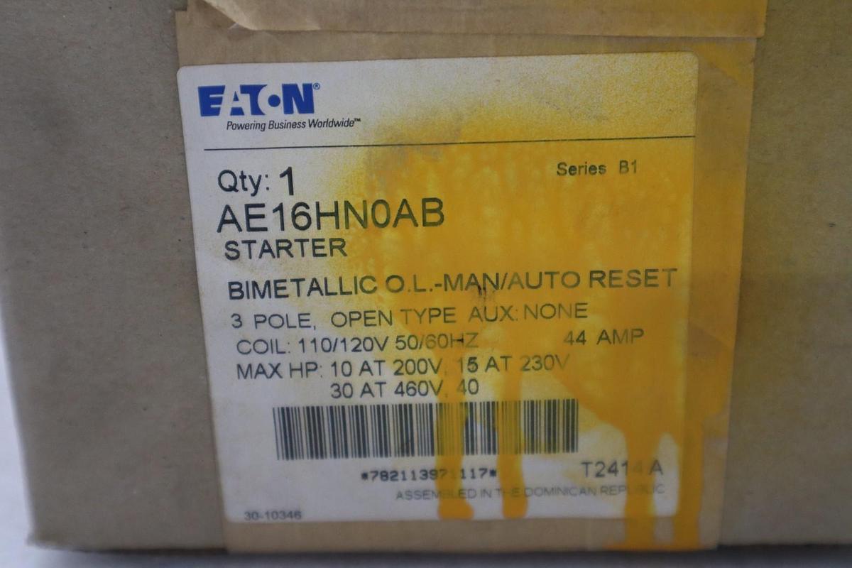 Used NEW OPEN BOX Eaton AE16HN0AB Starter 110/120 VAC V Coil 3 Poles STK GF866