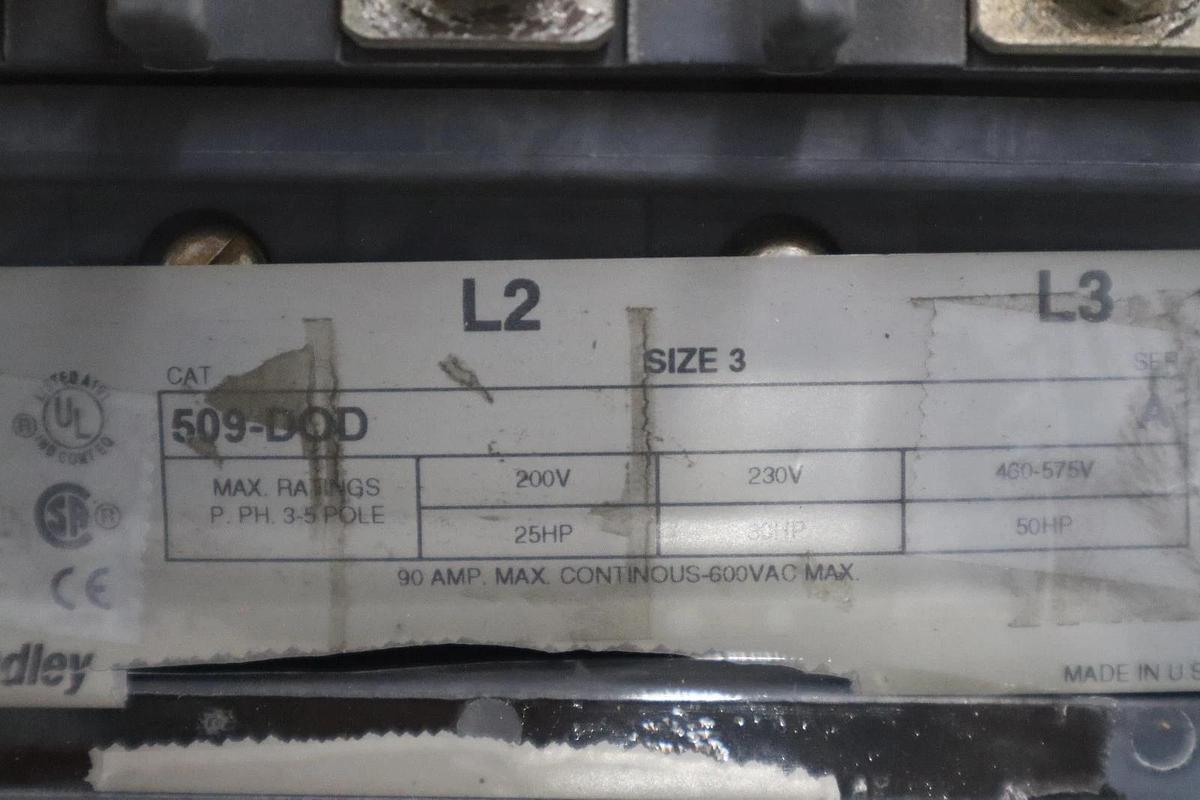 Used AB Allen Bradley 509-D0D Starter Size 3 STOCK CC206