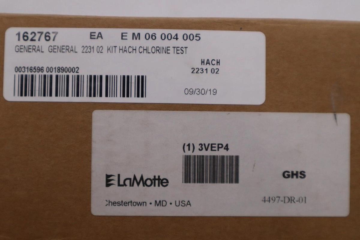 Used LAMOTTE 4497-DR-01 Test Kit Total Chlorine 0 to 200ppm 3VEP4 NEW STOCK G267A