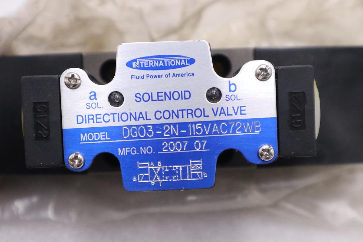 Used INTERNATIONAL DG03-2N-115VAC72WB DIRECTIONAL CONTROL VALVE STOCK #2167A