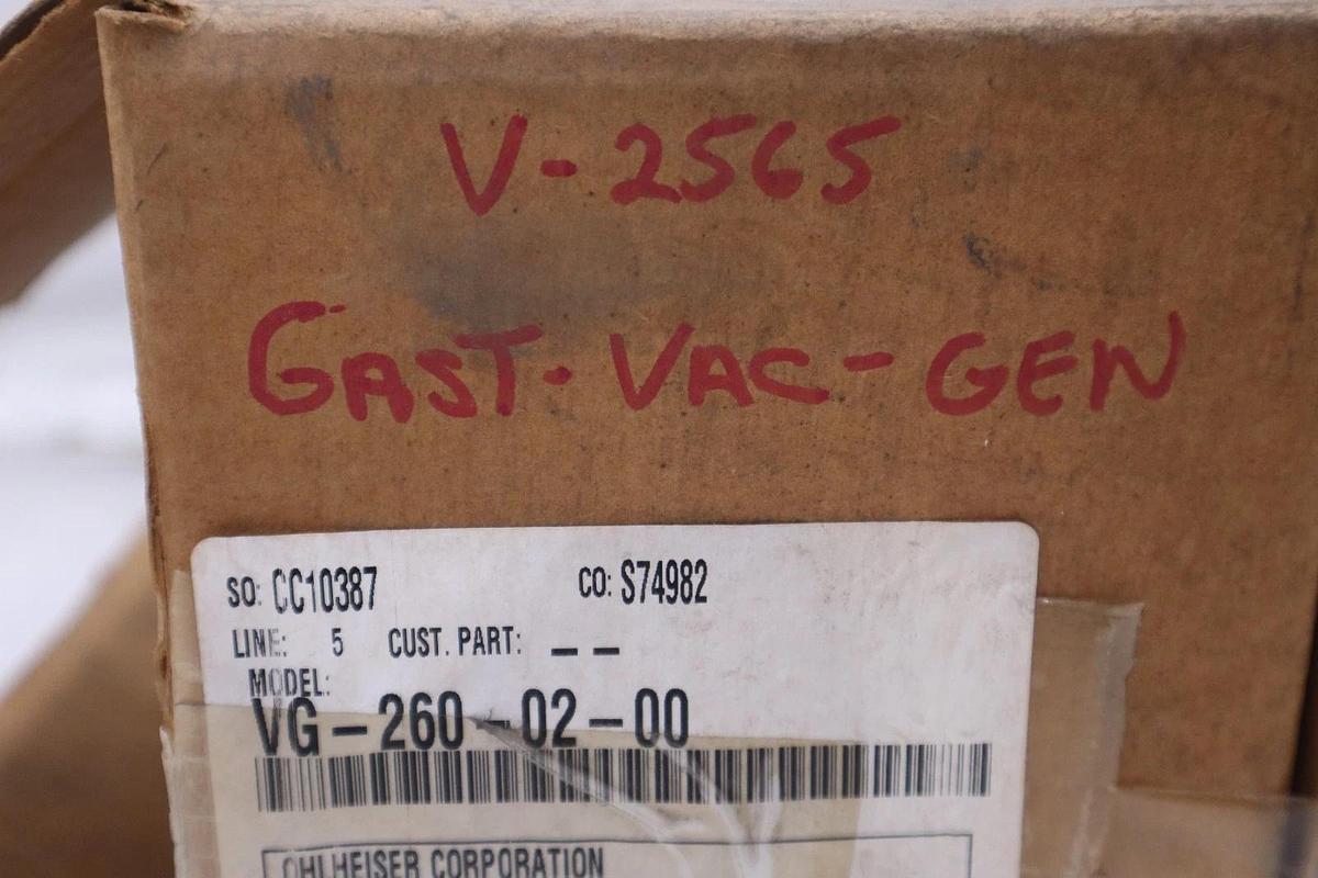Gast Vg-260-02-00 VG2187 Vacuum Ejector, Single Unit, 40 To 80Psi - STOCK GF1275