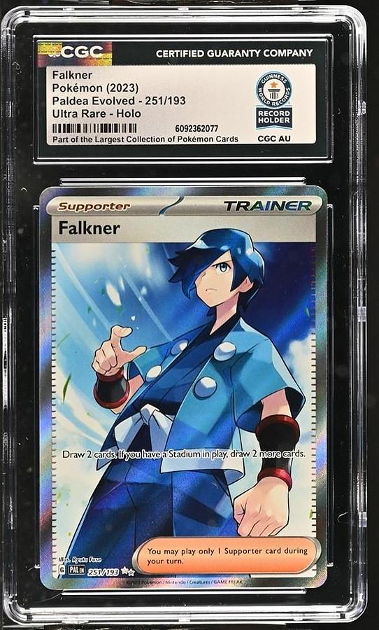Used Falkner Pokémon 2023 English Paldea Evolved 251/193 Rare Holo CGC WORLD RECORD