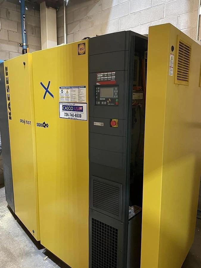 Used KAESER MODEL SFC 75S T AIR COMPRESSOR 100HP WITH 500 GALLON TANK & FILTER 2023