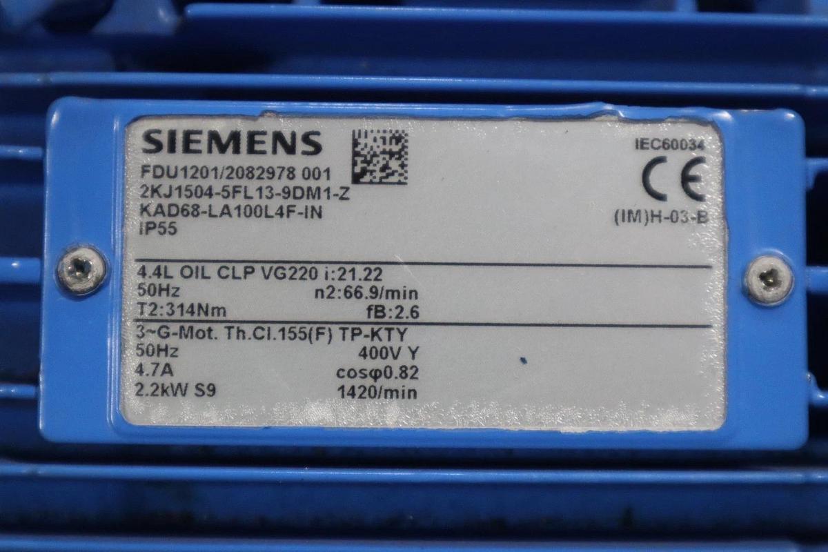 SIEMENS 2KJ1504-5FL13-9DM1-Z Gearmotor, 230/460, NEW UNIT STOCK HP136