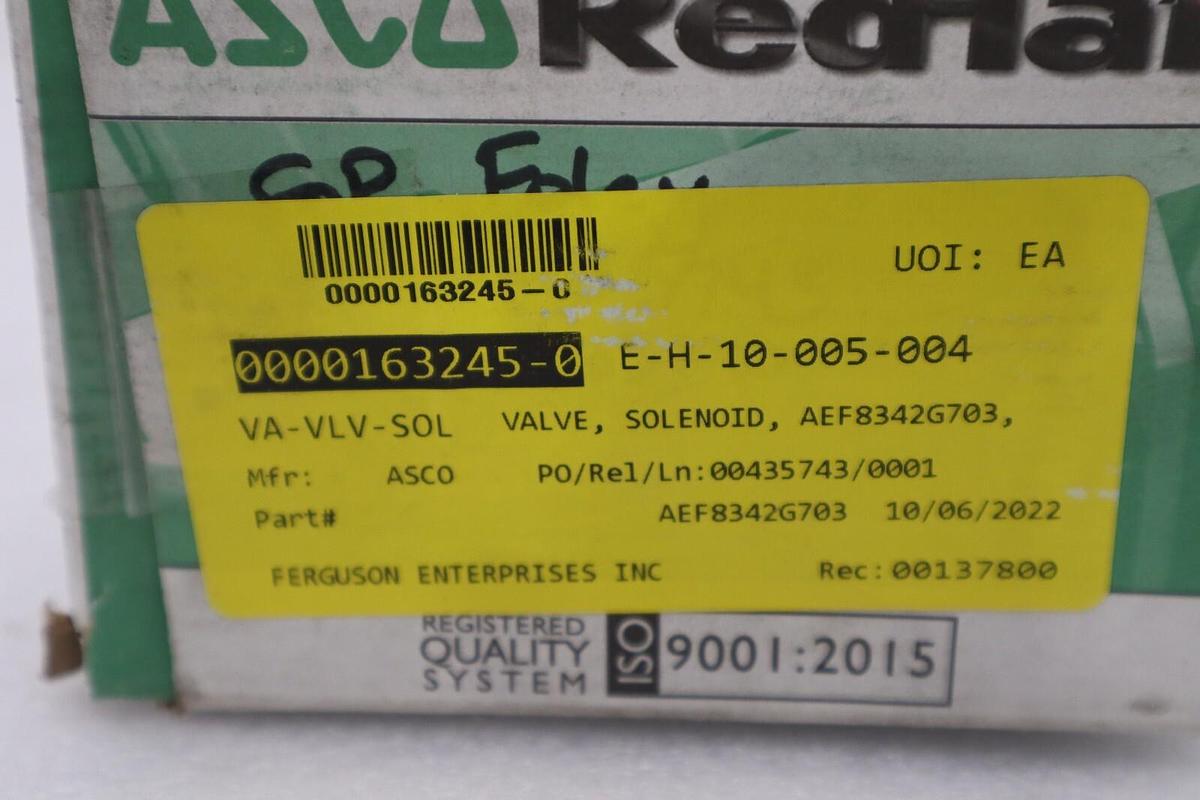 NEW IN BOX ASCO EF8342G703 120V 100-125PSI 3/8" NSMP STOCK G562