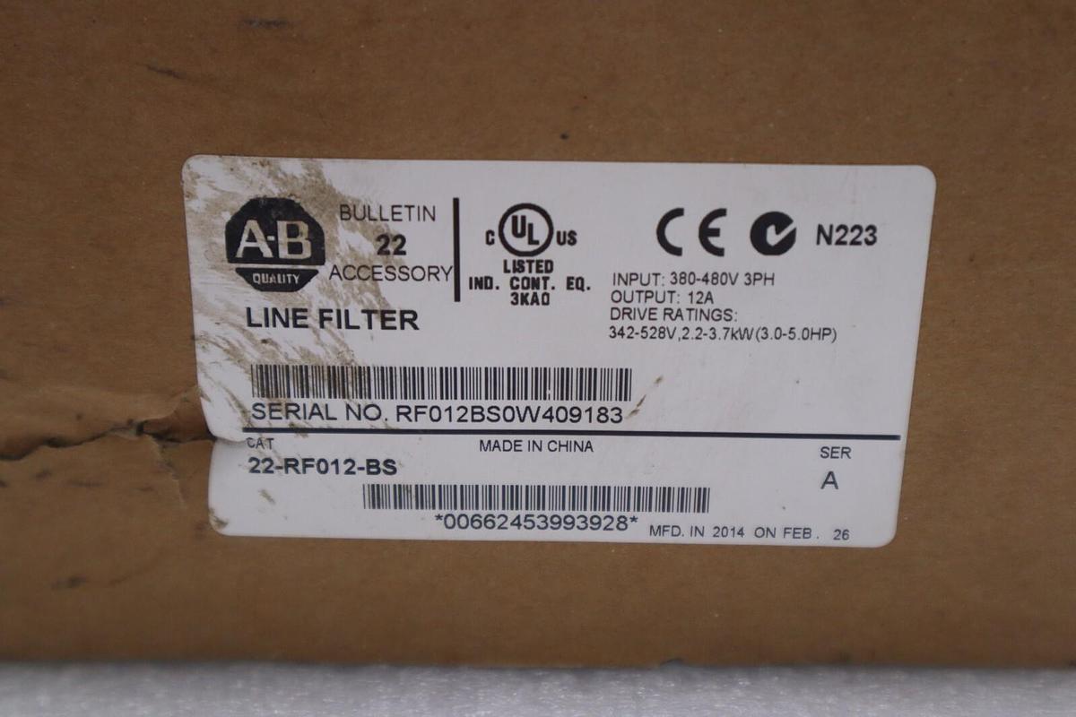 NEW ALLEN BRADLEY LINE FILTER SERIES A 22-RF012-BS STOCK K-1721