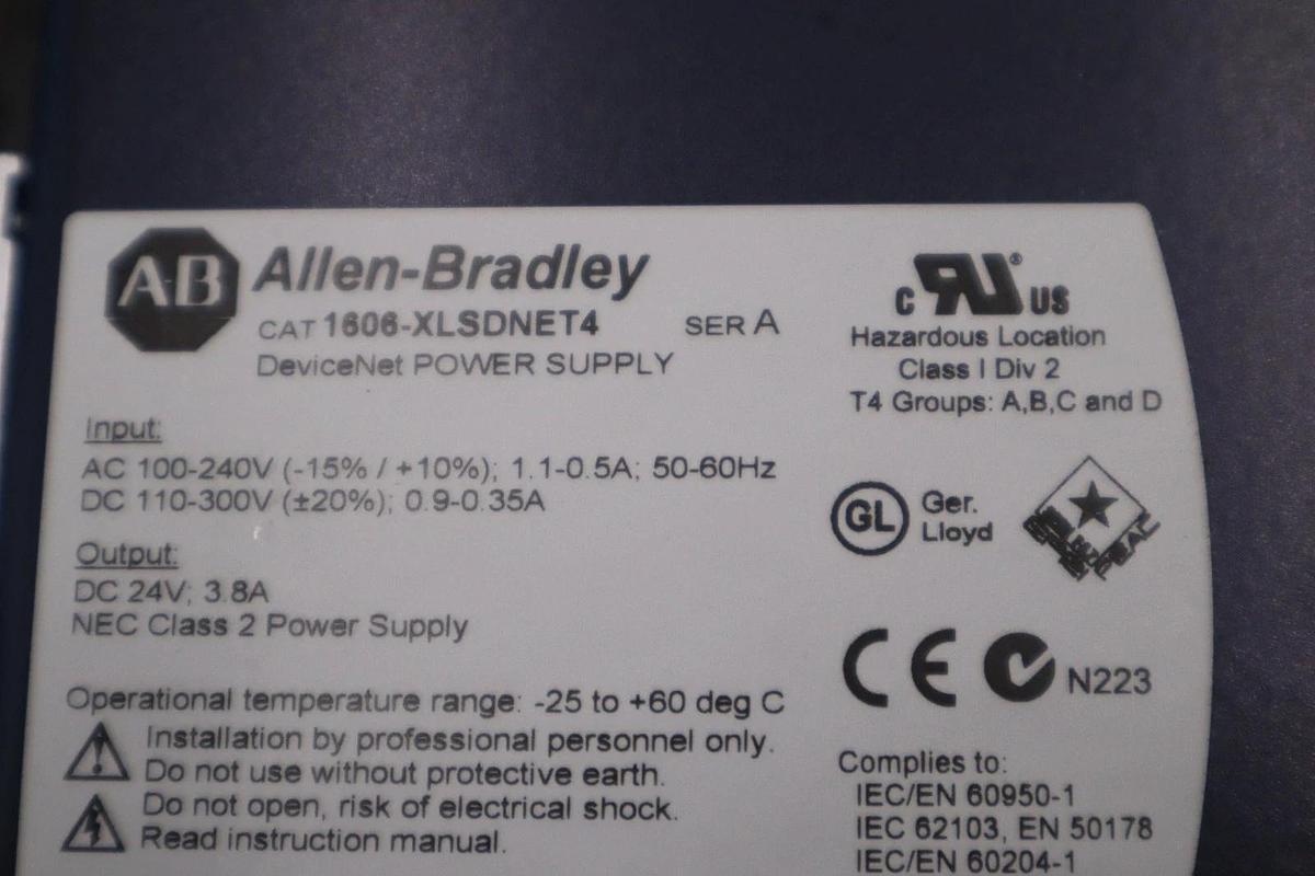 Used ALLEN BRADLEY 1606-XLSDNET4 SINGLE PHASE INPUT POWER SUPPLY DIN RAIL #GF279A