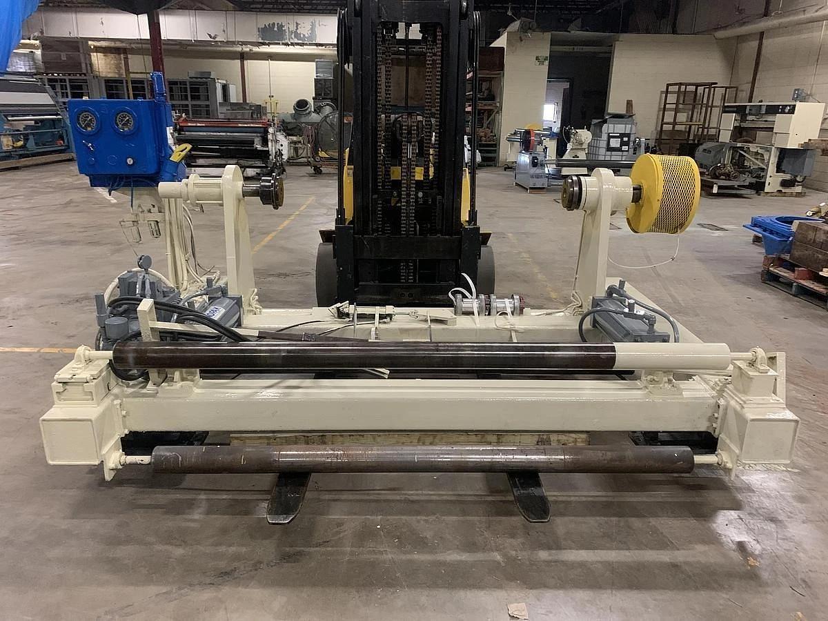 Used LEMBO 60" WIDE SHAFTLESS FLOOR PICK UP 50" DIA. UNWIND STAND BACKSTAND