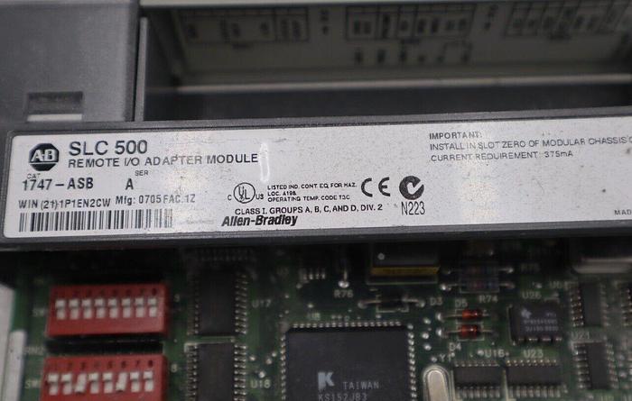 Used Allen Bradley 1747-ASB SER A REV SLC500 Remote I/O Adapter Module  L-196 10662468028766