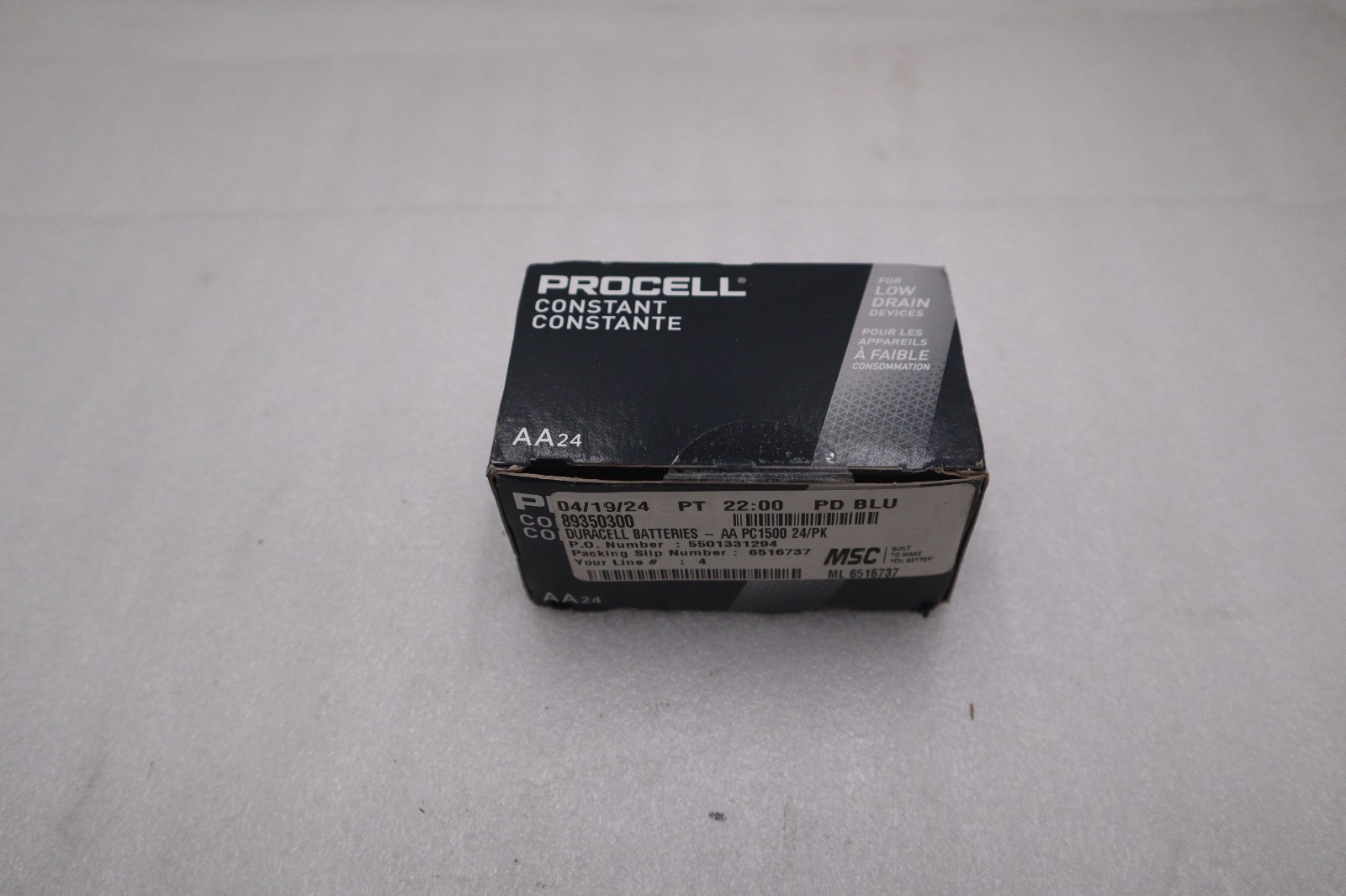 NEW Duracell Procell Battery Alkaline Size AA (Box of 24) STOCK H315A