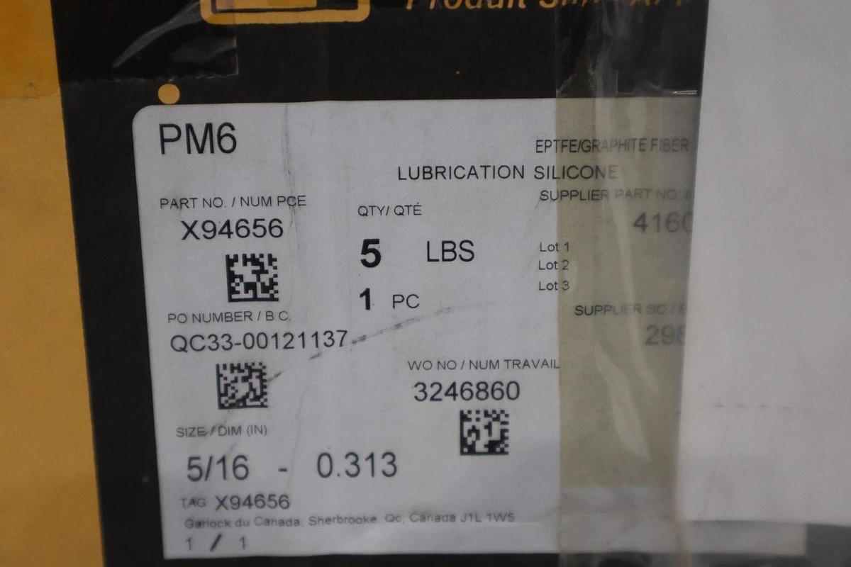 Used GARLOCK 7.95 MM 5/16" 5 LBS CARBON PACKING - NEW IN BOX - STOCK GF862