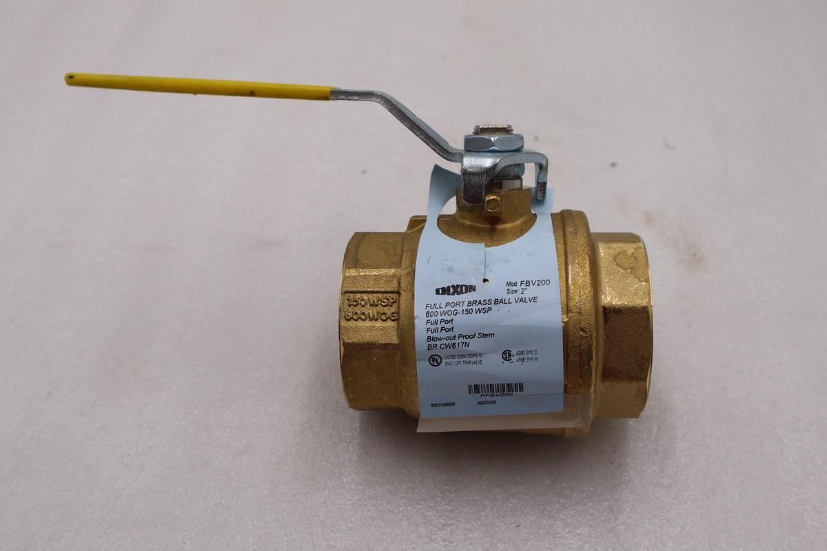 Used Dixon FBV200, 2" FNPT x 2" FNPT Full Port Brass Ball Valve, 600 WOG NEW #1218-A