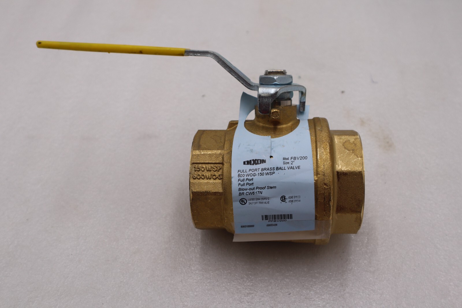 Used Dixon FBV200, 2" FNPT x 2" FNPT Full Port Brass Ball Valve, 600 WOG NEW #1218-A
