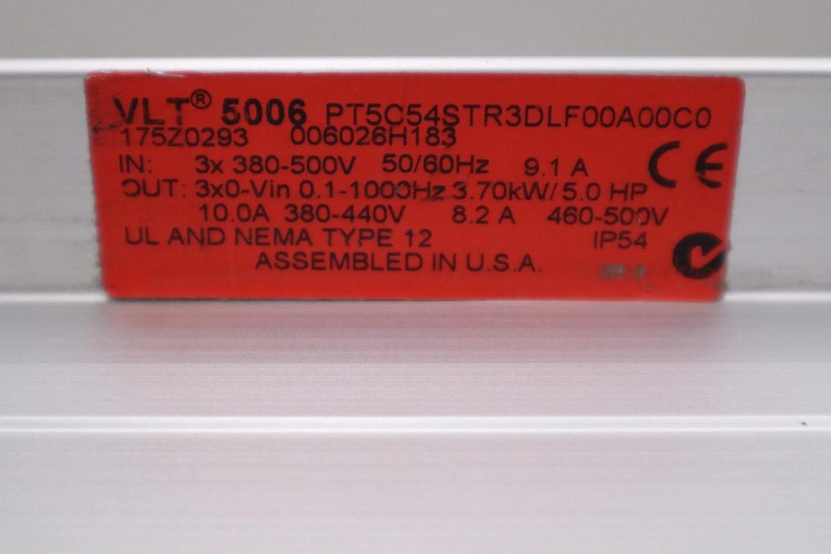 Used NEW DANFOSS VLT5006 PT5C54STR3DLF00A00C0 175Z0293 VARIABLE SPEED DRIVE #H1106