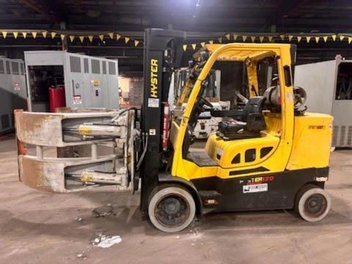 Used 12,000 HYSTER MODEL S120FTPRS LH92"/RH185" WITH 72" CASCADE PAPER ROLL CLAMP