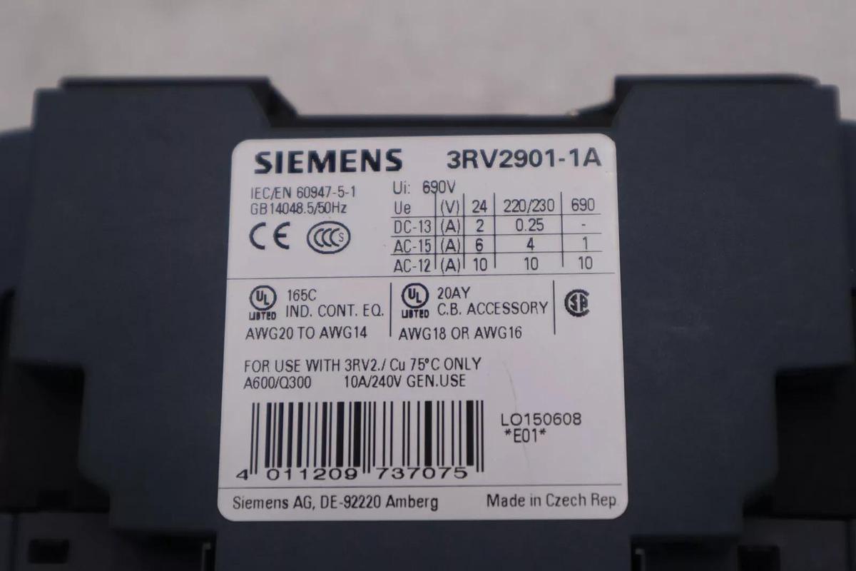 NEW SIEMENS 3RV2901-1A LATERAL AUXILIARY SWITCH 2 POLE 1NO/1NC STOCK B-1697