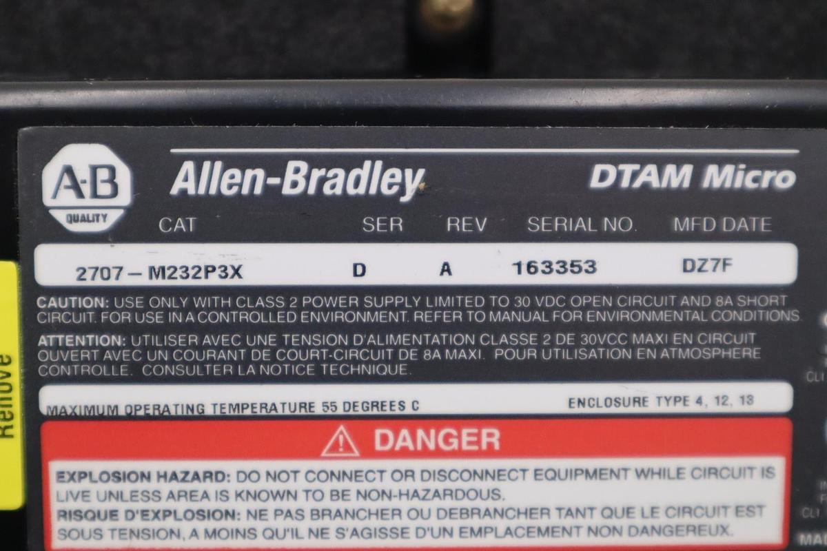 Used Allen Bradley 2707-M232P3X DTAM Micro Interface Ser. D Rev. A NEW UNIT #H1130
