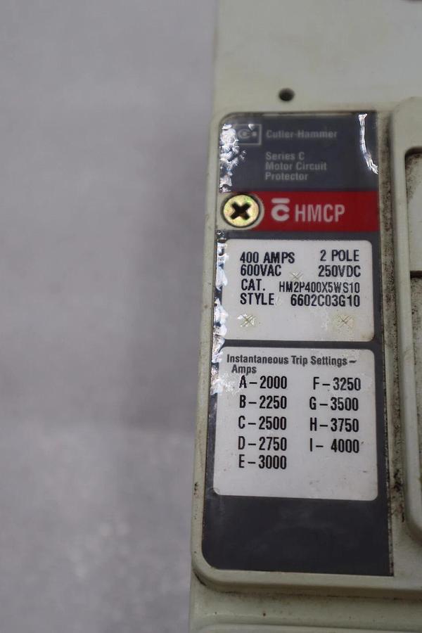 Used CUTLER-HAMMER HM2P400X5WS10 MOTOR CIRCUIT PROTECTOR SERIES C STOCK #3207