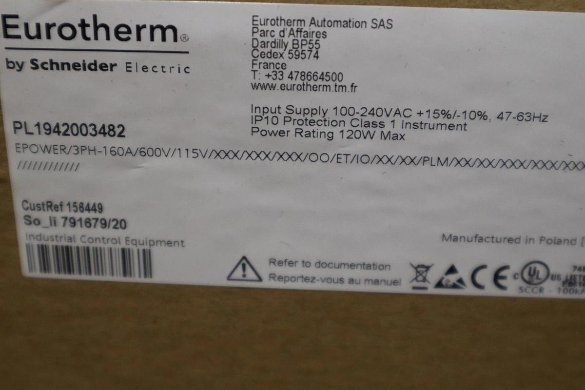 Used Eurotherm EPOWER/3PH-160A/600V/115V EPower SCR Power Controller NEW IN BOX #S708