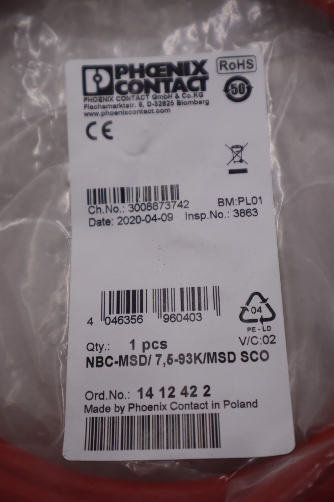 PHOENIX CONTACT NBC-MSD/7,5-93K/R4AC SCO / NBCMSD10093KR4ACSCO L-143A