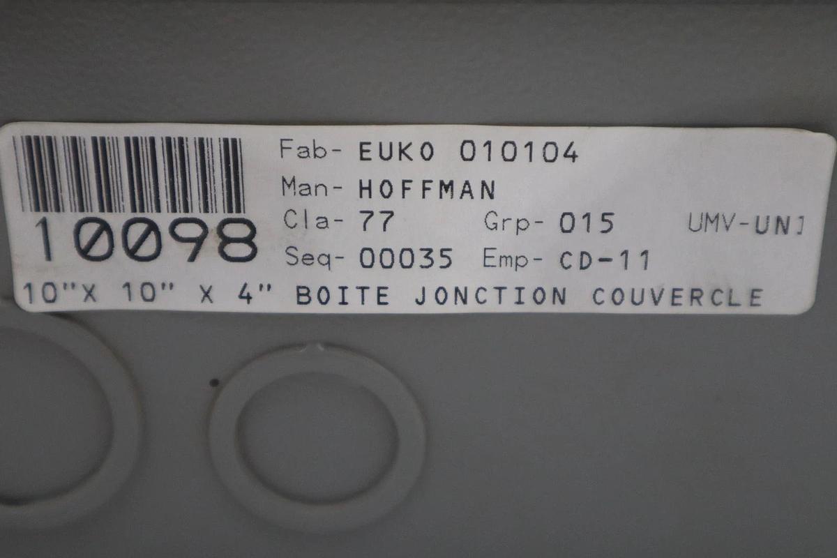 Hoffman 10N104 Nema Type 1 Enclosure 10" x 10" x 4" NEW OPEN BOX GF981