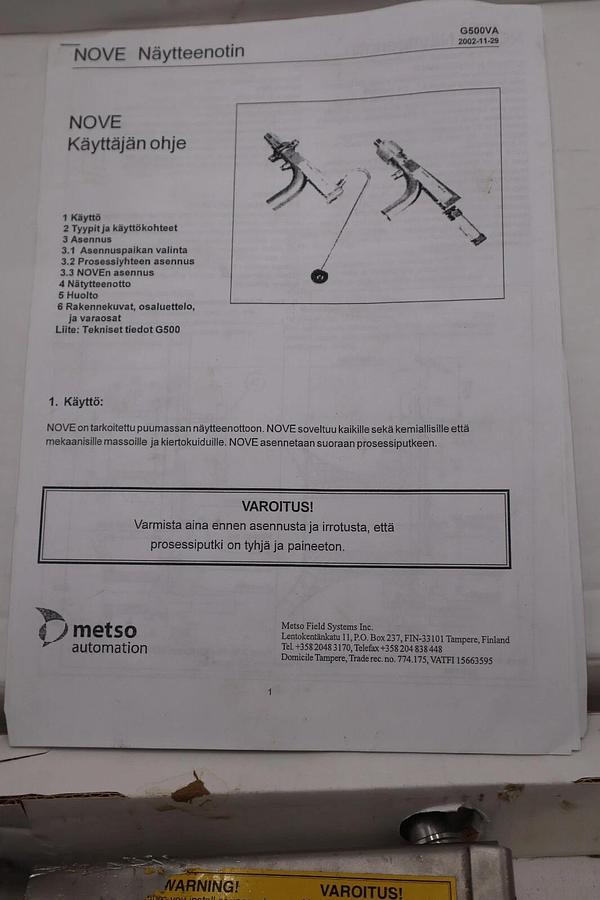 Used Metso NOVE M 2 Consistency Sampler Valve M800136 USED UNIT STOCK 5577A
