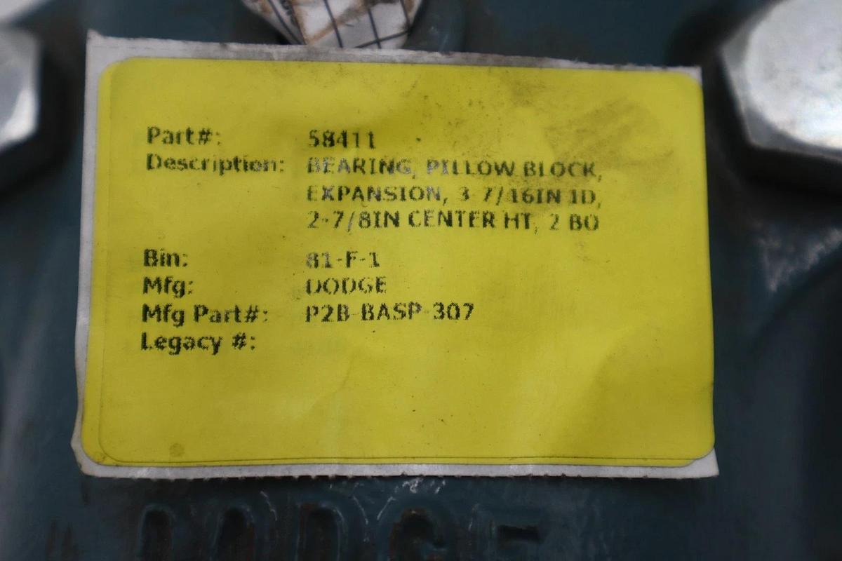 Used DODGE P2B-BASP-307 PLAIN BEARING 2-BOLT PILLOW BLOCK HOUSING - STOCK CC-43