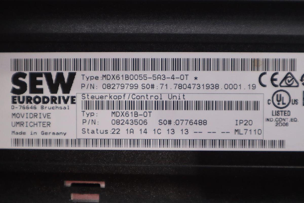 Used Sew Eurodrive MDX61B0055-5A3-4-0T Movidrive Drive Inverter H-768C