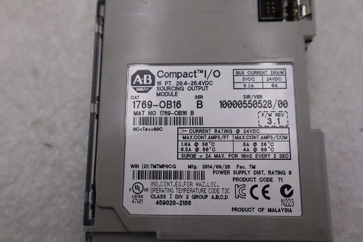 Used Allen Bradley 1769-OB16 SERIES B OUTPUT MODULE 1769-OB16 STOCK K-2596-B