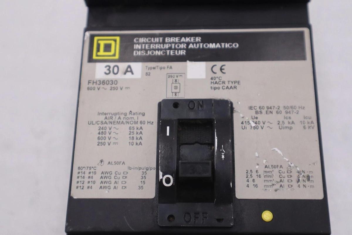 Square D FH36030 I-Line Circuit Breaker 600V 3P 3PH 30 AMP STOCK H167