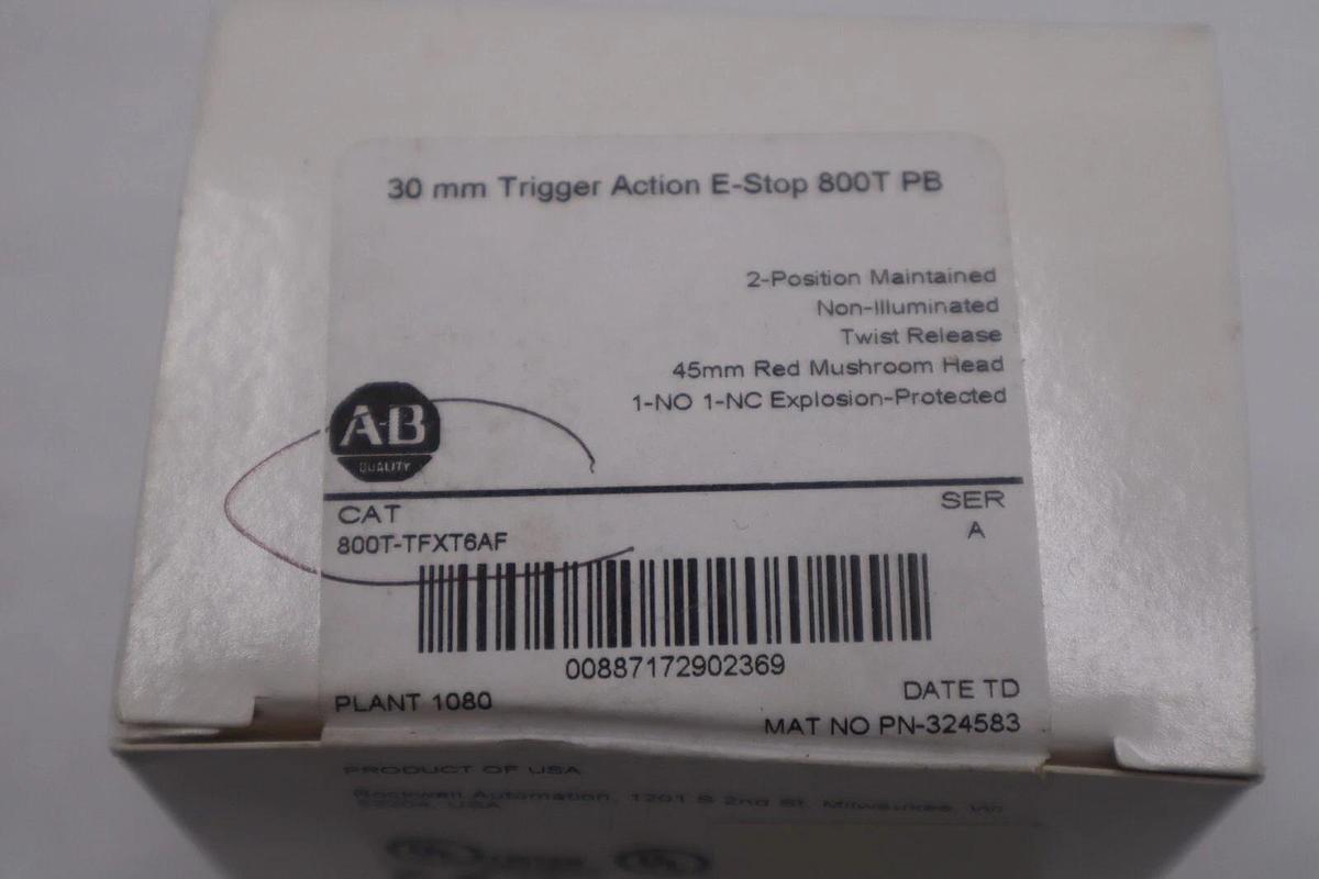 Used NEW IN BOX ALLEN BRADLEY 800T-TFXT6AF SER A E-STOP 800T STOCK G601A