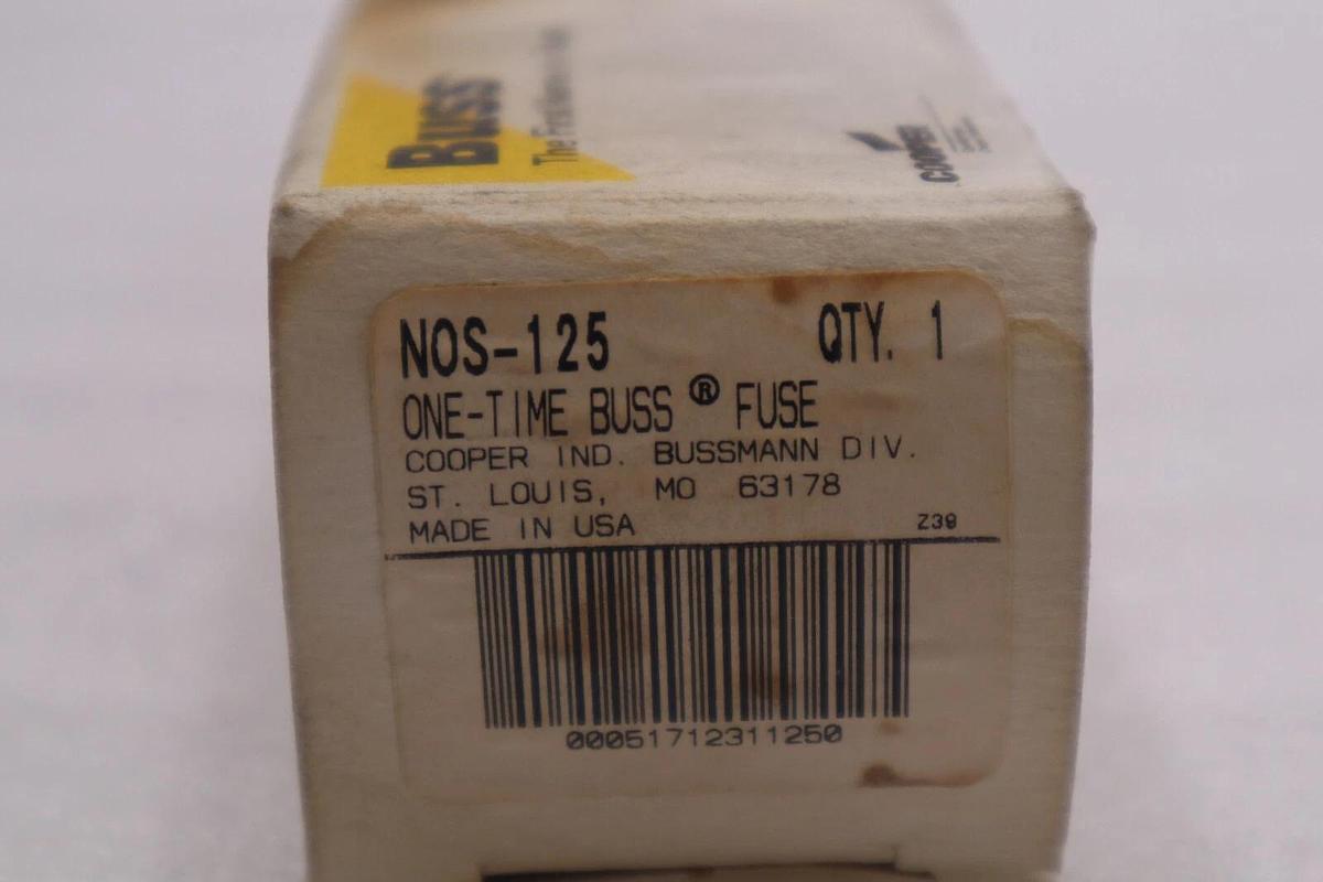 Bussmann Buss NOS-125 Amp Fuse One-Time 600 Volt Class H STOCK 2093A