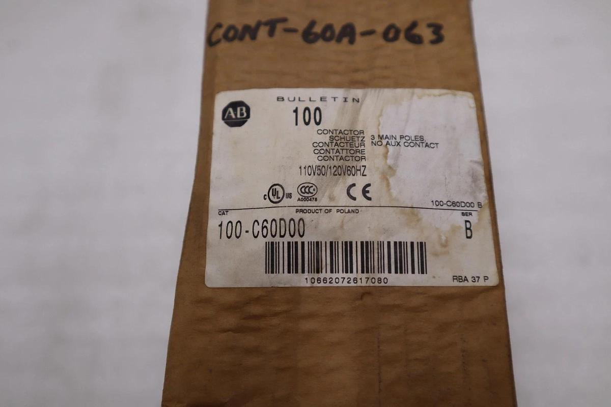 Used AB Allen Bradley 100-C60D00 110/120VAC 60A Contactor STOCK GF-62A