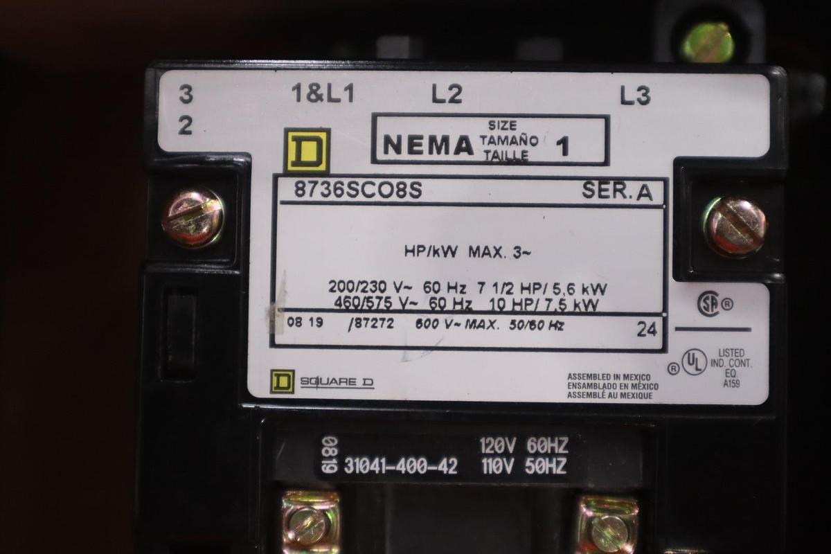 Used NEW OPEN BOX SQUARE D 8736SCO8V02S 600V REVERSING STARTER STOCK K455B