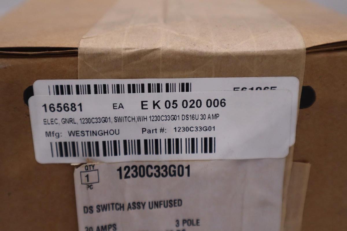 NEW WESTINGHOUSE TYPE DS DISCONNECT SWITCH 1230C33G01 STOCK CC176