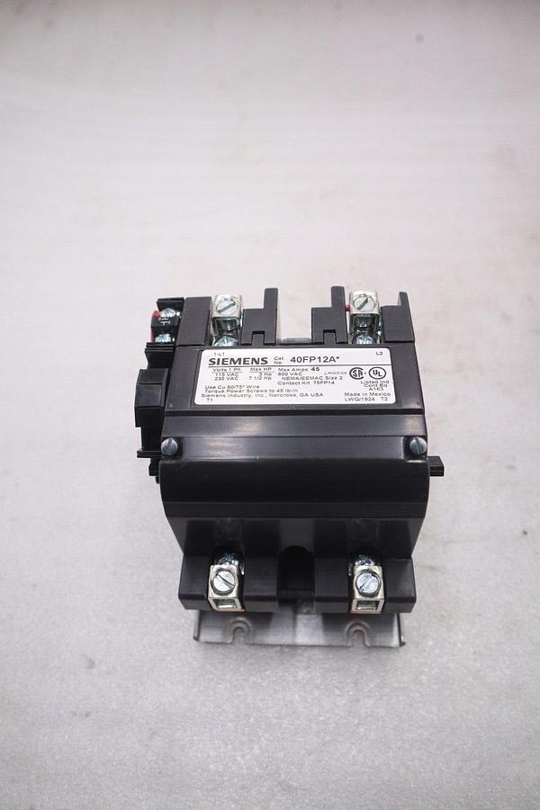 Used SIEMENS 40FP12AA CONTACTOR SZ2 1PH OPN 120/240V STOCK 4601