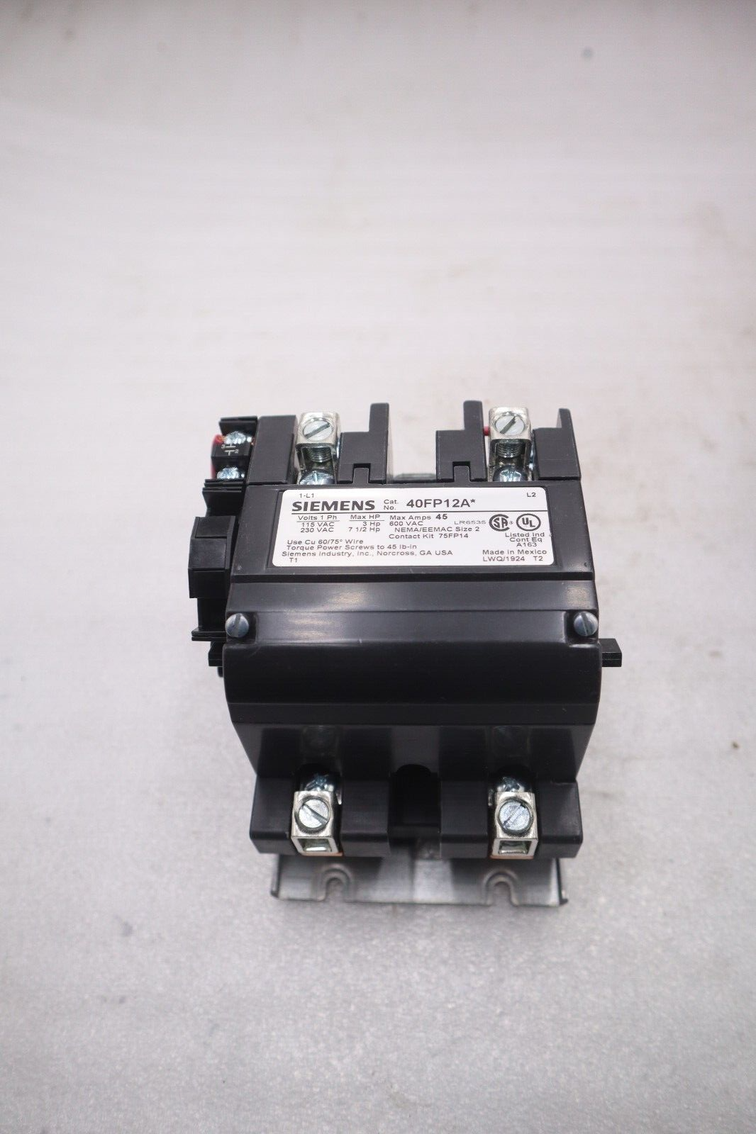 Used SIEMENS 40FP12AA CONTACTOR SZ2 1PH OPN 120/240V STOCK 4601