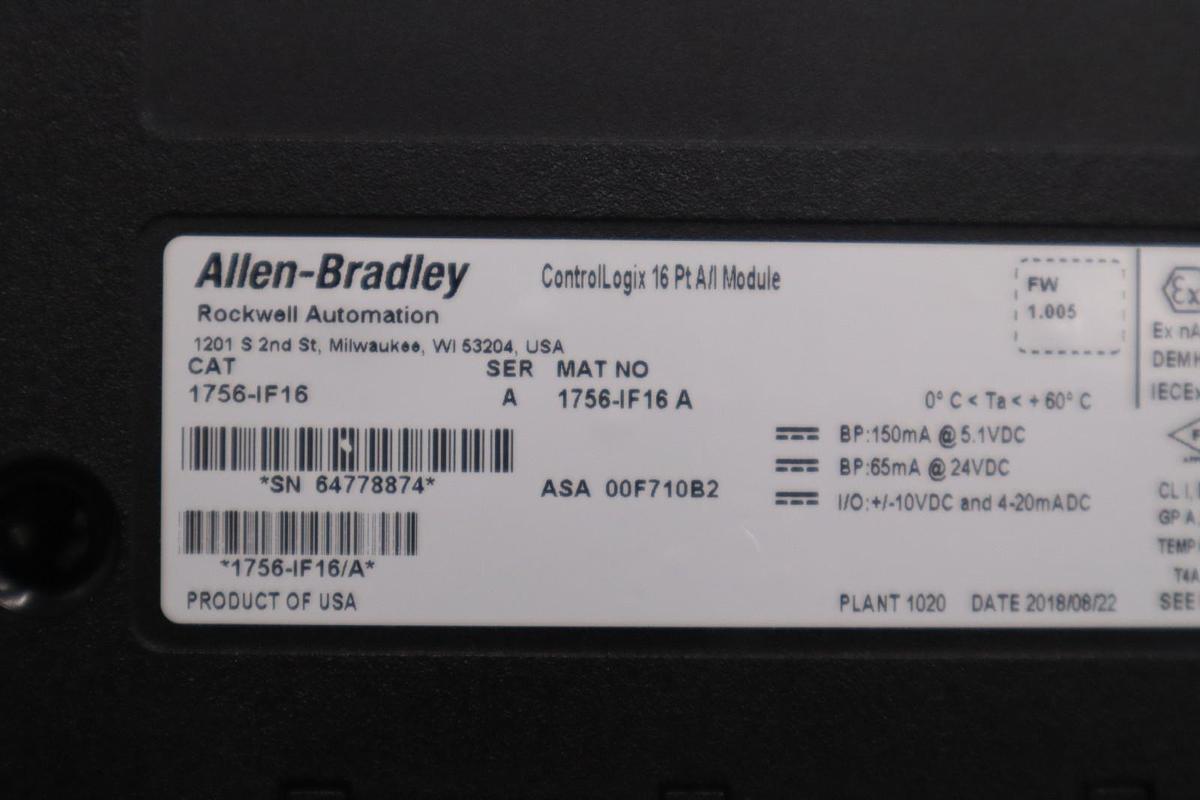 Used Allen-Bradley 1756-IF16 SER A ControlLogix 16 Pt Input Module - STOCK GF245A