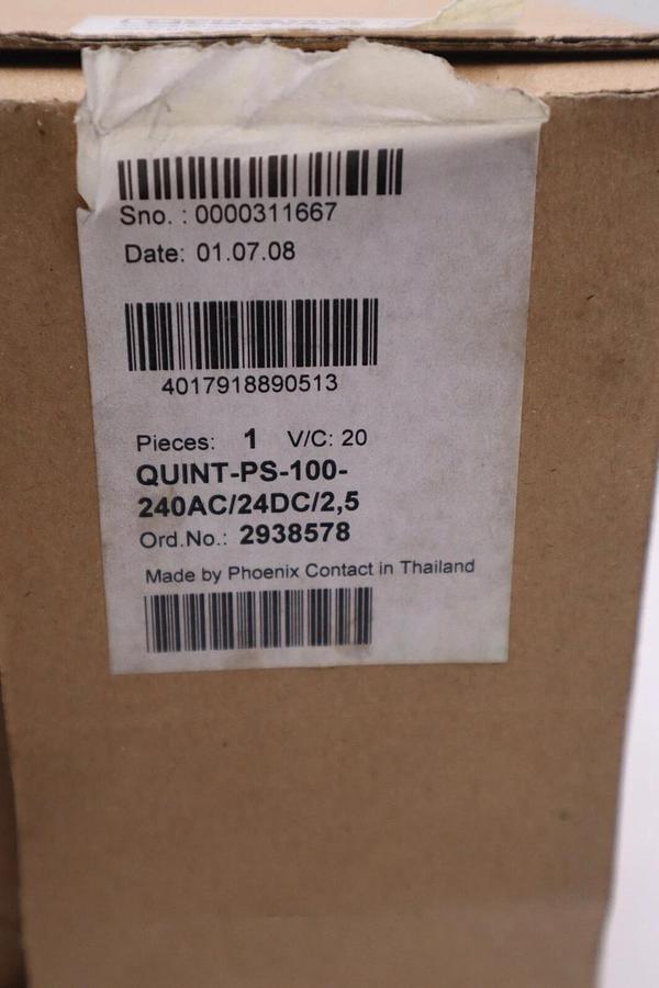 Used NEW PHOENIX CONTACT 2938578 QUINT-PS-100-240AC/24DC/2.5 100-240VAC STOCK H272