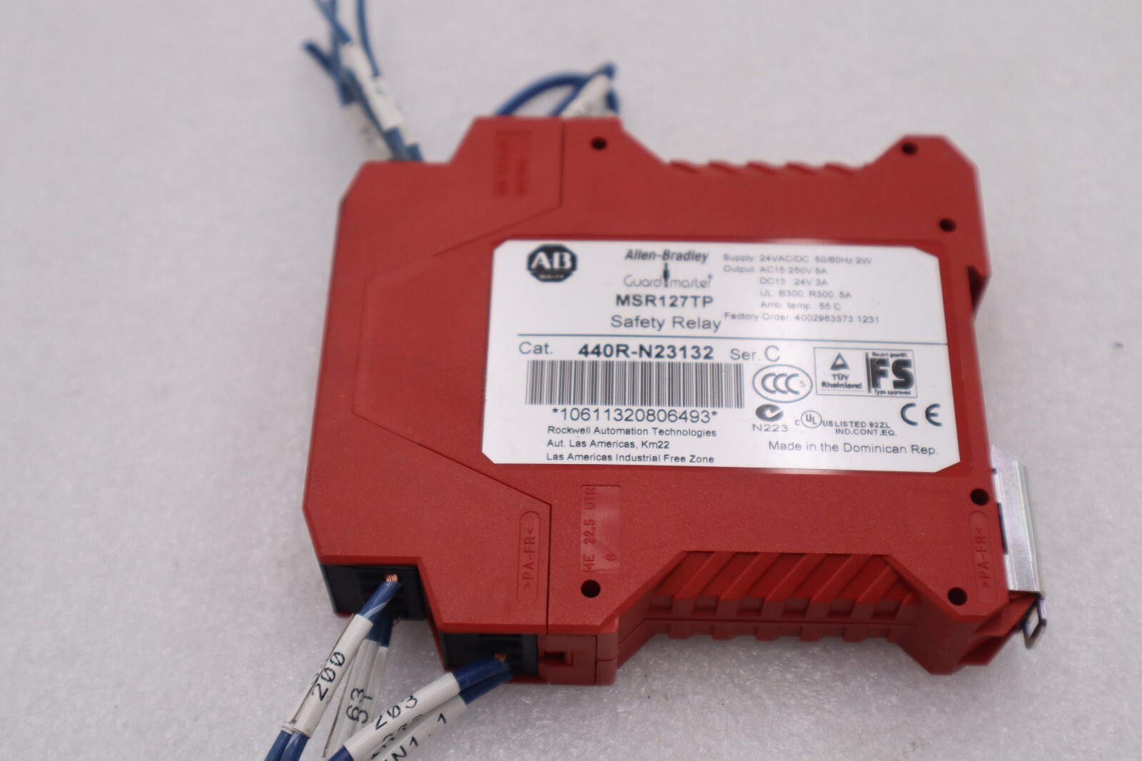 Used Allen Bradley 440R-N23132 /C, Safety Relay, Guard Master MSR127TP STOCK L-206A