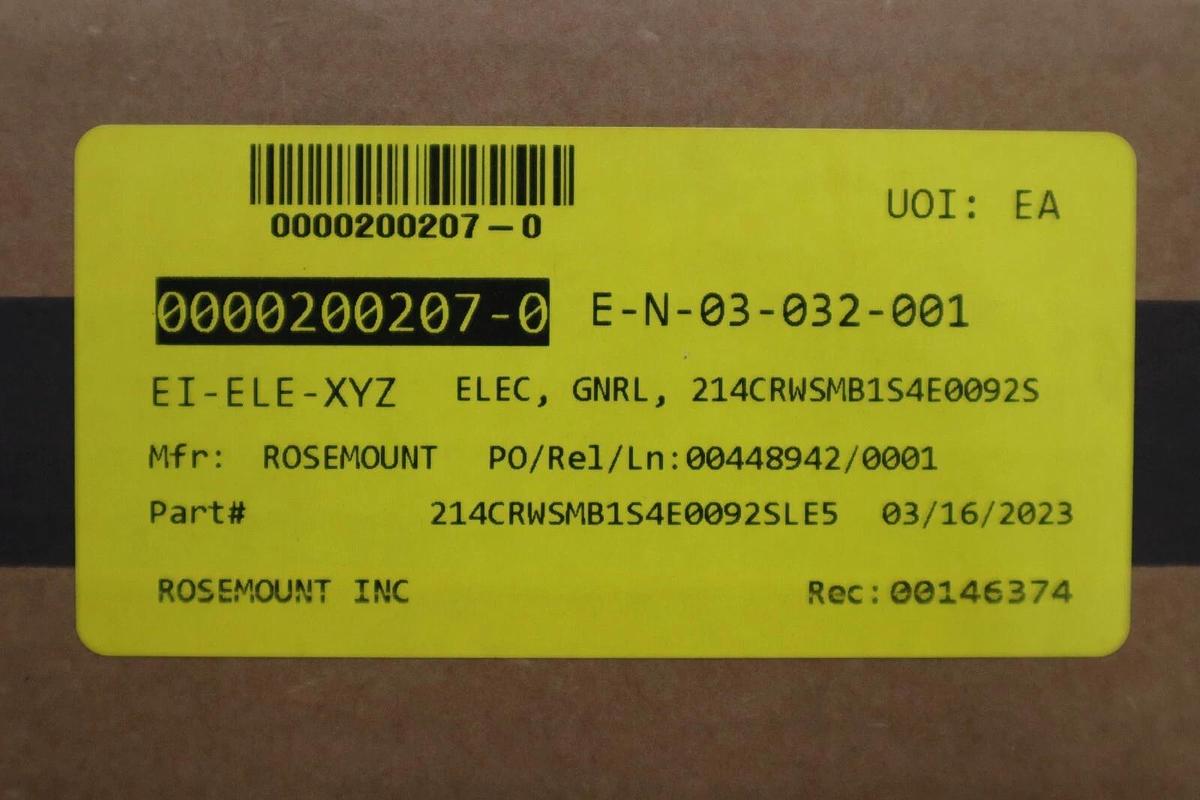 ROSEMOUNT 214C SENSOR 214CRWSMB1S4E0092SLE5 STOCK #G-134A