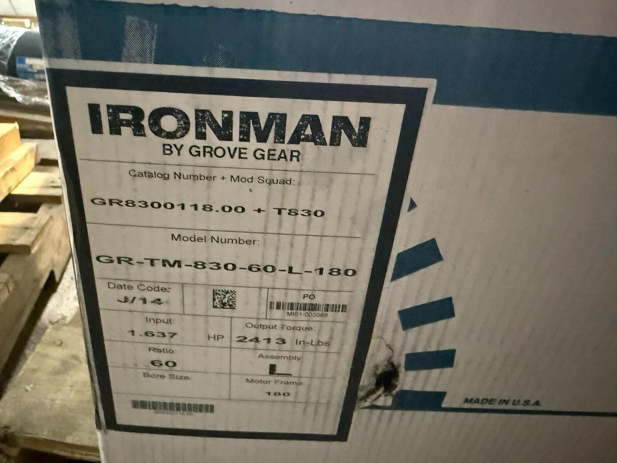 Used GROVE IRONMAN GR-TM-830-60-L-180 GEAR REDUCER NEW IN BOX STOCK HP-41