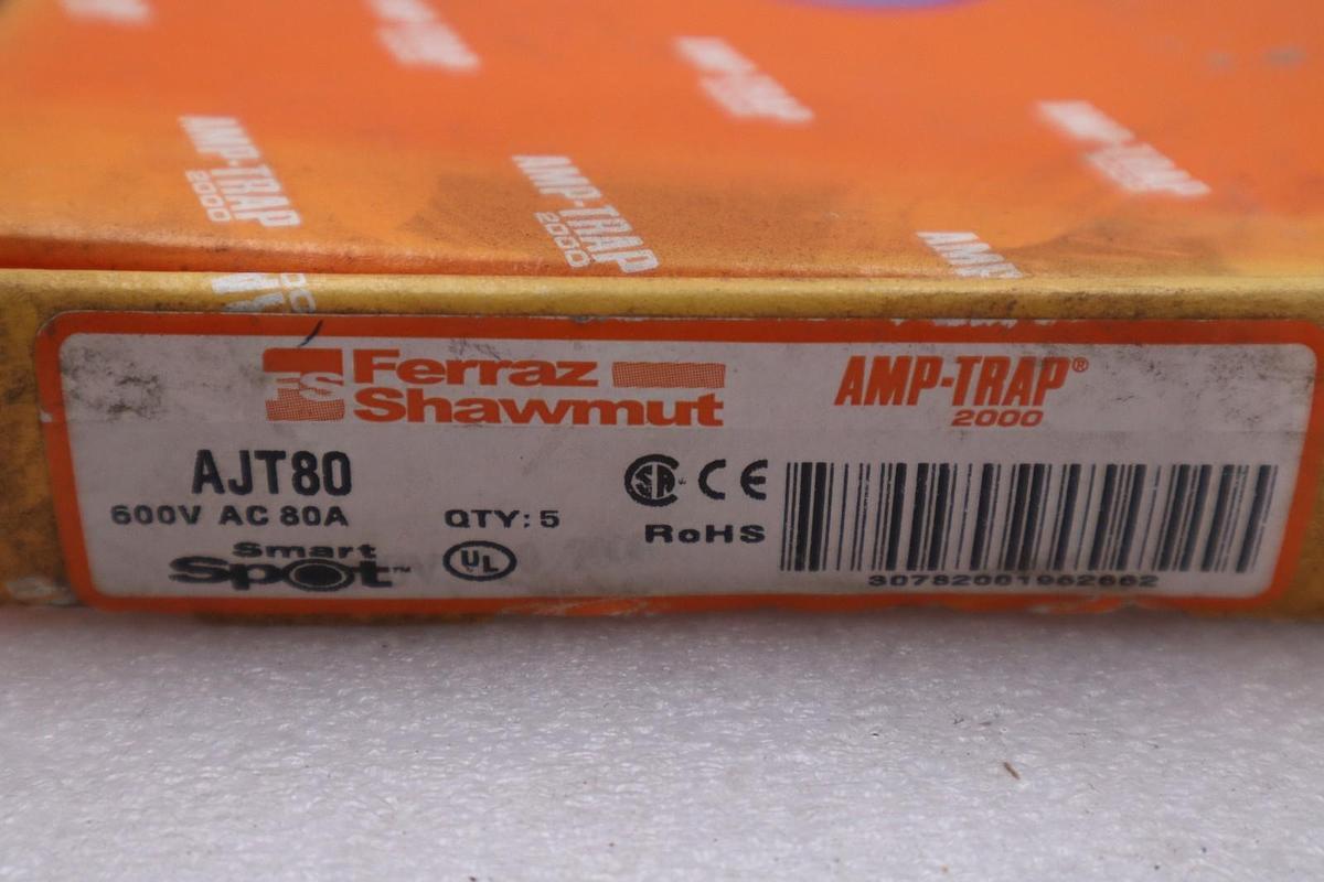 BOX OF 5 - FERRAZ SHAWMUT AJT80 Dual-Element Time-Delay 80A - STOCK GF310A