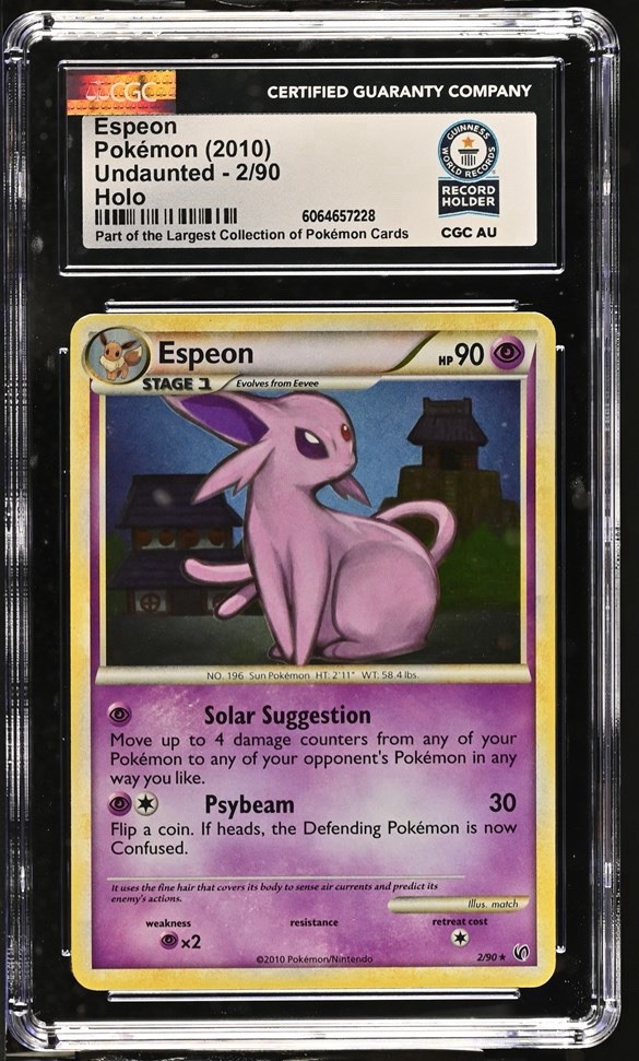 Used 2010 Pokemon HG & SS Espeon - Holo Undaunted #2 CGC GUINNESS WORLD RECORD SLAB