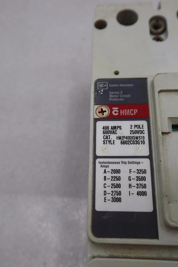 Used CUTLER-HAMMER HM2P400X5WS10 MOTOR CIRCUIT PROTECTOR SERIES C 600VAC STOCK #3226