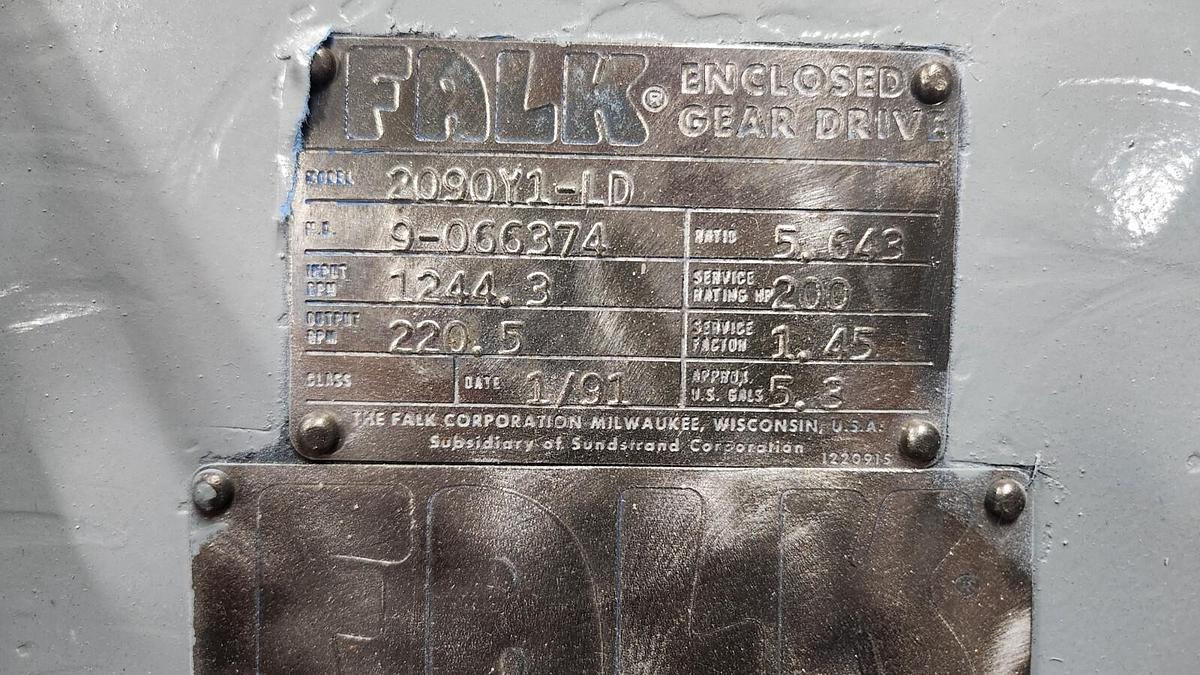Used FALK ENCLOSED GEAR DRIVE SPEED REDUCER 5.643 RATIO 2090Y1-LD