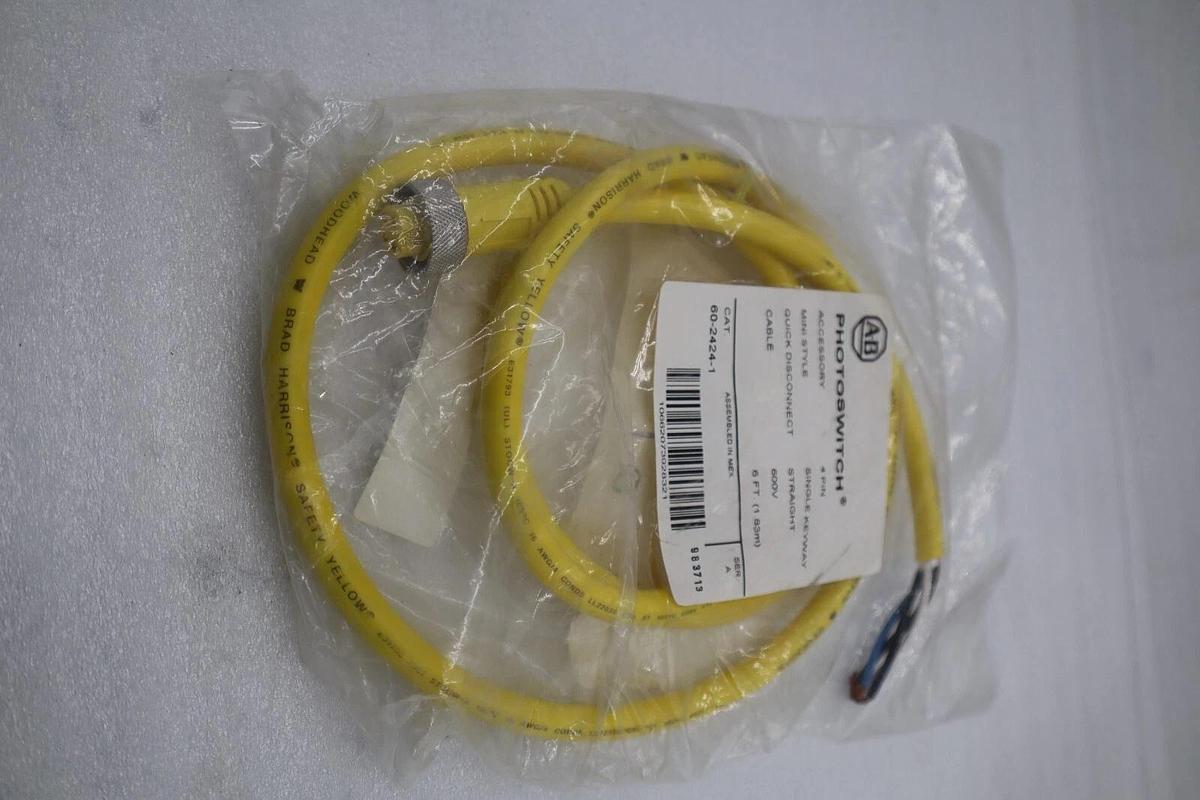LOT OF 2 - Allen-Bradley 60-2424-1 Mating Cable 4-Pin Mini Straight STOCK G508A